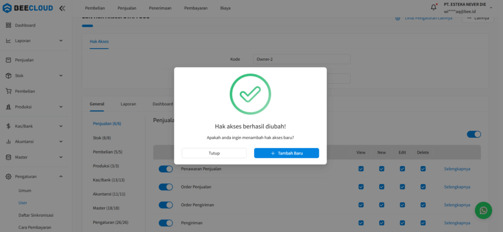 Hak Akses Telah Diperbarui