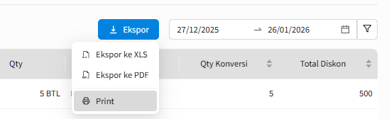 Eksport laporan Rekap Diskon per Produk di Beecloud 3.0