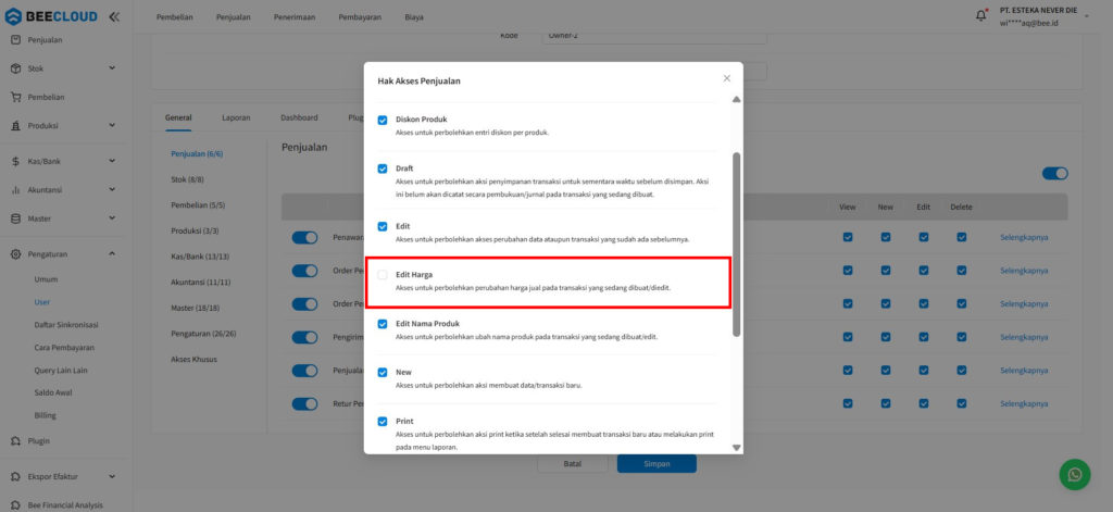 Belum Centang Edit Harga