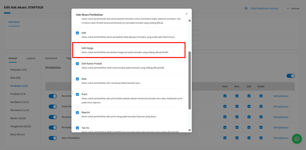Edit Harga Pembelian Belum Tercentang