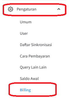 Pengaturan -> Billing