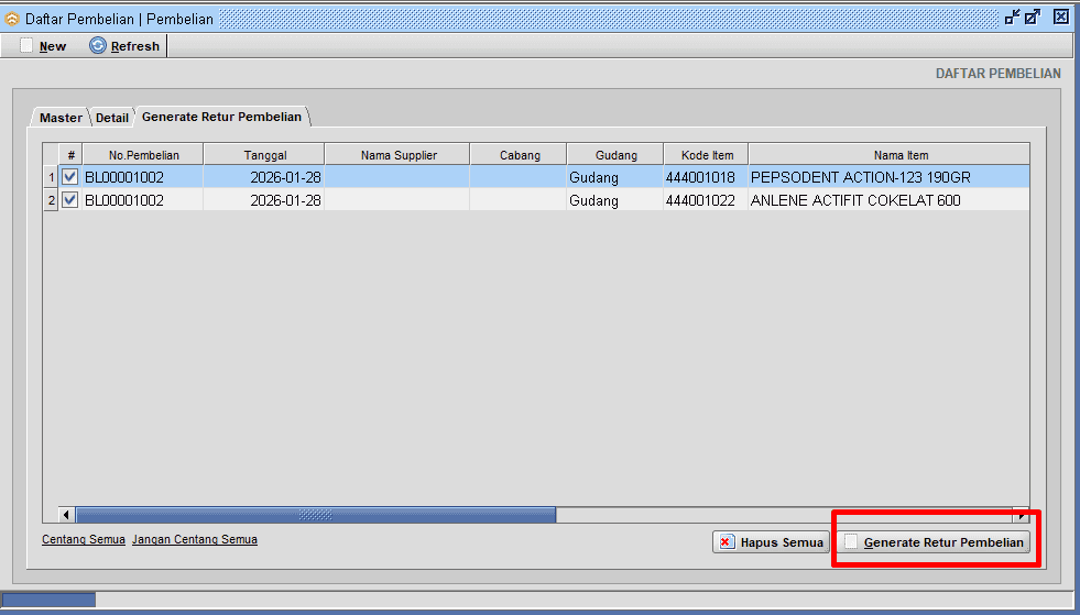 Cara Input Retur Pembelian Per Item pada Beeaccounting