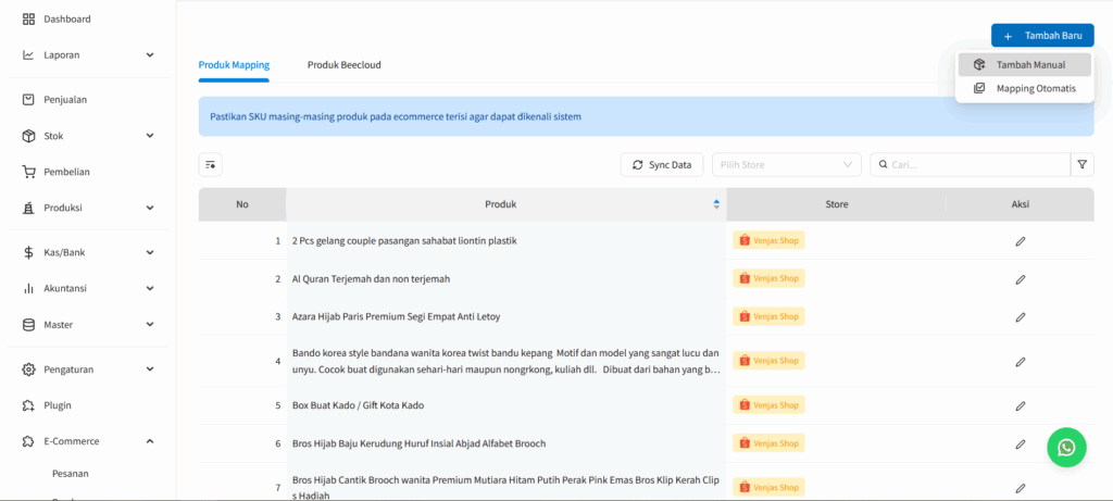 Cara Melakukan Mapping Produk pada E-Commerce Beecloud