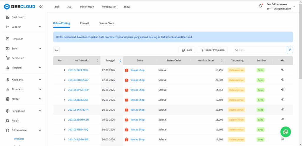 Cara Sinkronisasi Transaksi Marketplace ke Beecloud