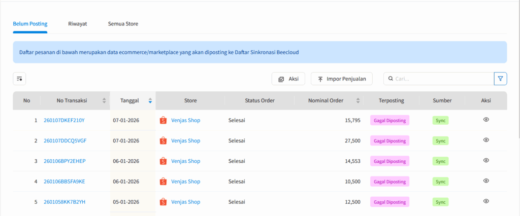 Cara Sinkronisasi Transaksi Marketplace ke Beecloud