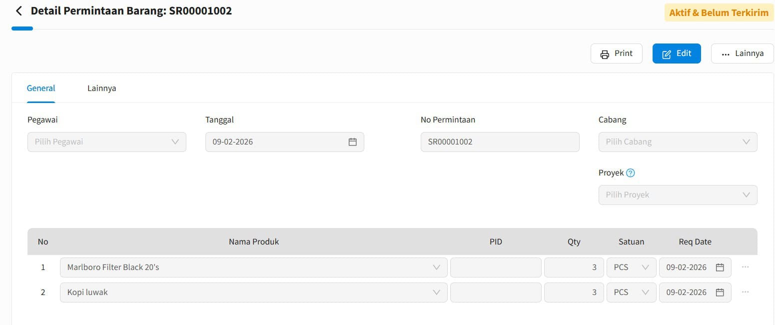 Tutup Transaksi Permintaan Barang Beecloud 3.0
