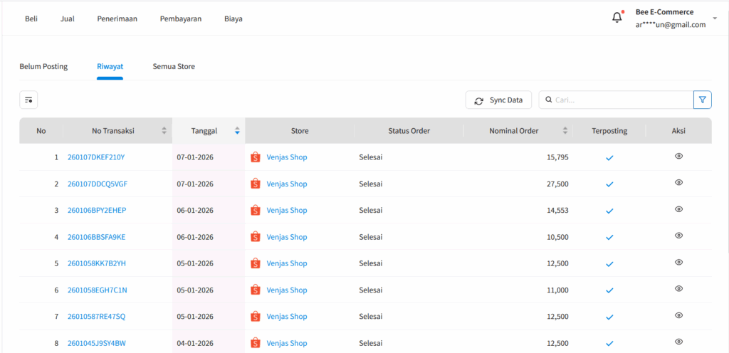 Cara Sinkronisasi Transaksi Marketplace ke Beecloud