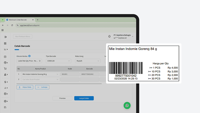 Cetak Label Rak Plugin Qty Pricing