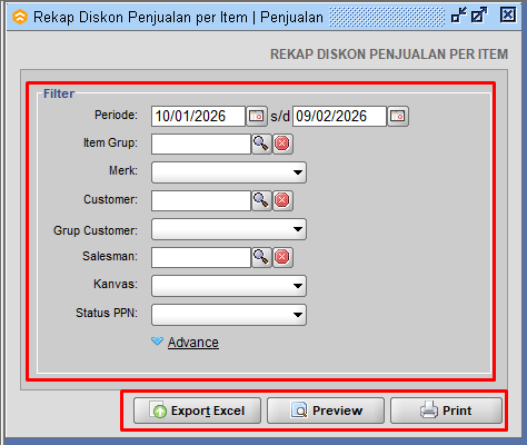 Rekap Diskon Penjualan Per Item Beeaccounting