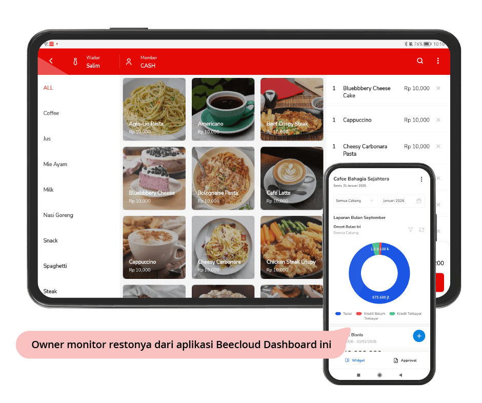 Tampilan Bee Resto Pengaturan Cetak Bill