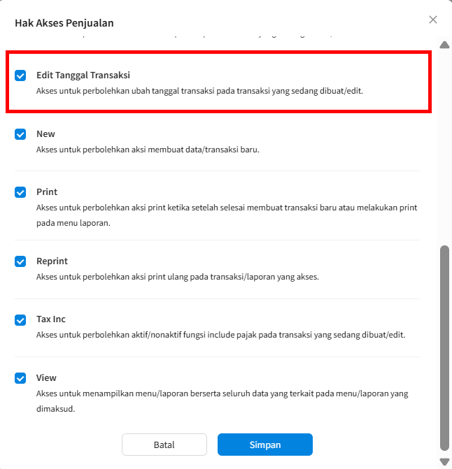 Aktifkan Edit Tanggal Penjualan