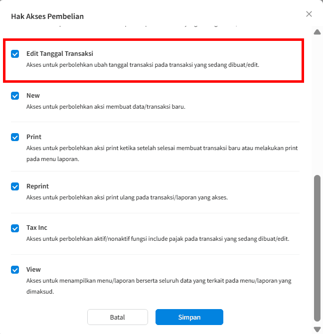Aktifkan Edit Tanggal Transaksi