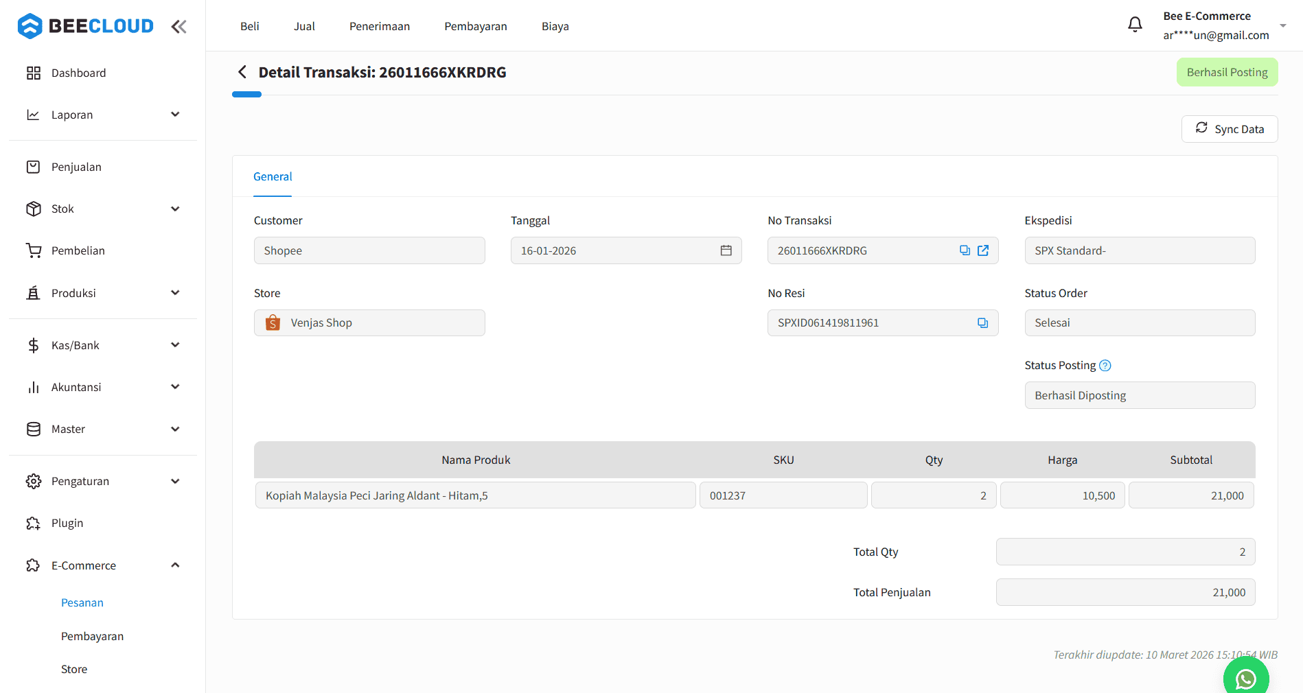 Update Maret 2026 Plugin Ecommerce Detail Pesanan