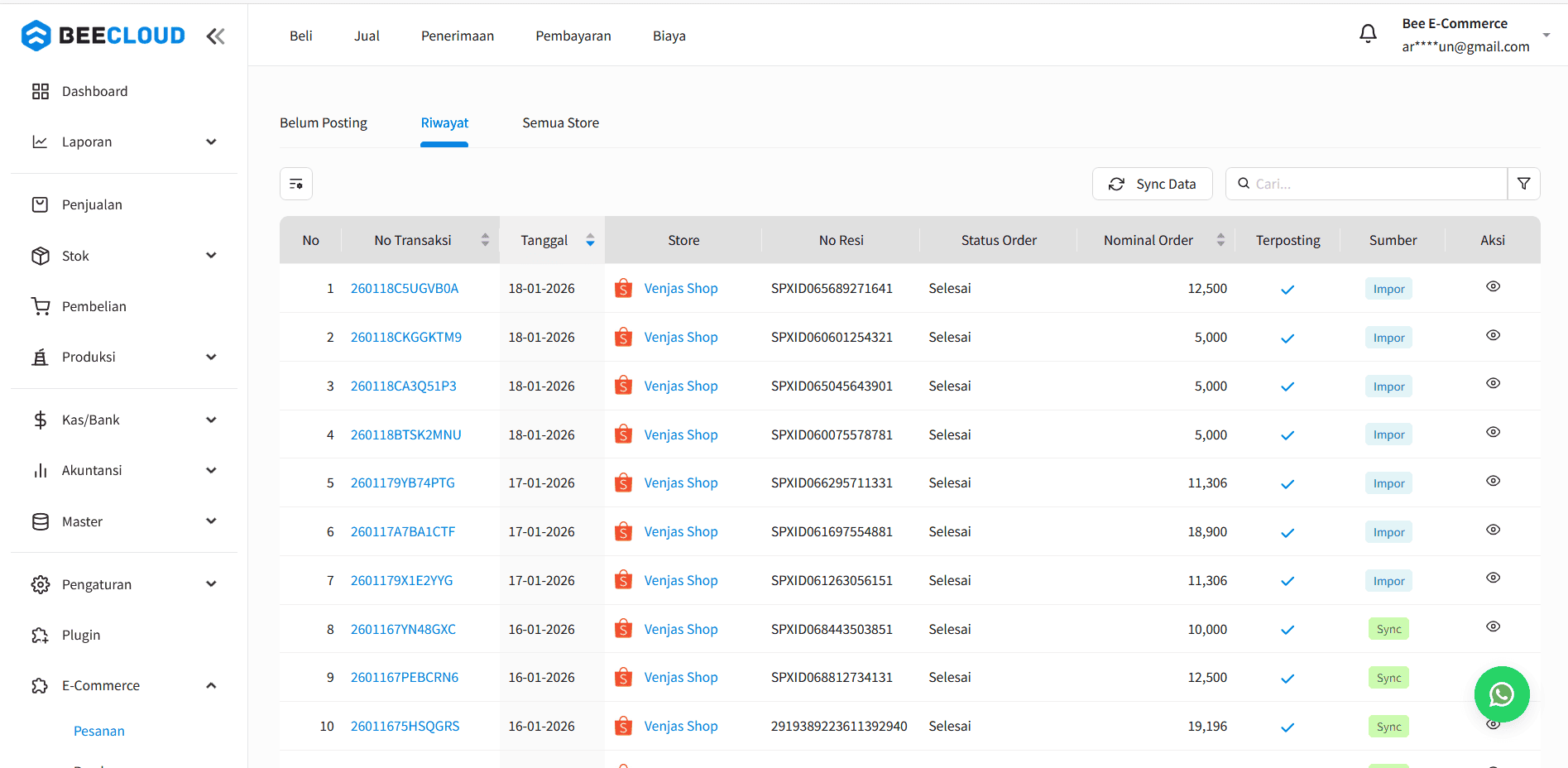 Update Maret 2026 Plugin Ecommerce Pesanan Sudah Posting