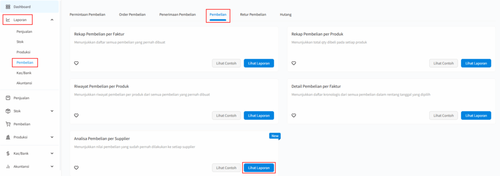 Analisa Pembelian per Supplier Beecloud 3.0