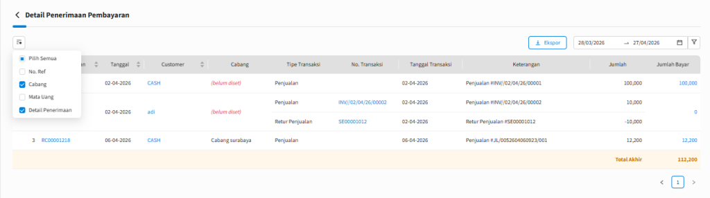 Detail Penerimaan Pembayaran Beecloud 3.0