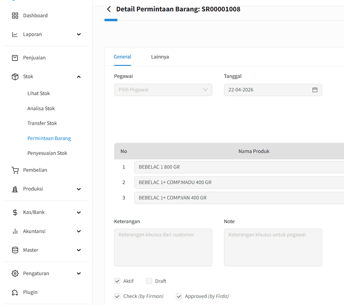 Update April 2026 Check Dan Approve Di Permintaan Barang