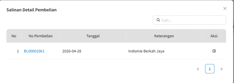 Pilih data Salin Detail