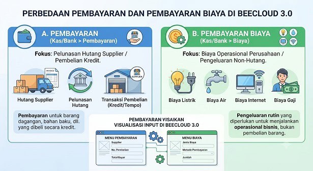 Perbedaan Pembayaran dan Pembayaran Biaya Beecloud 3.0