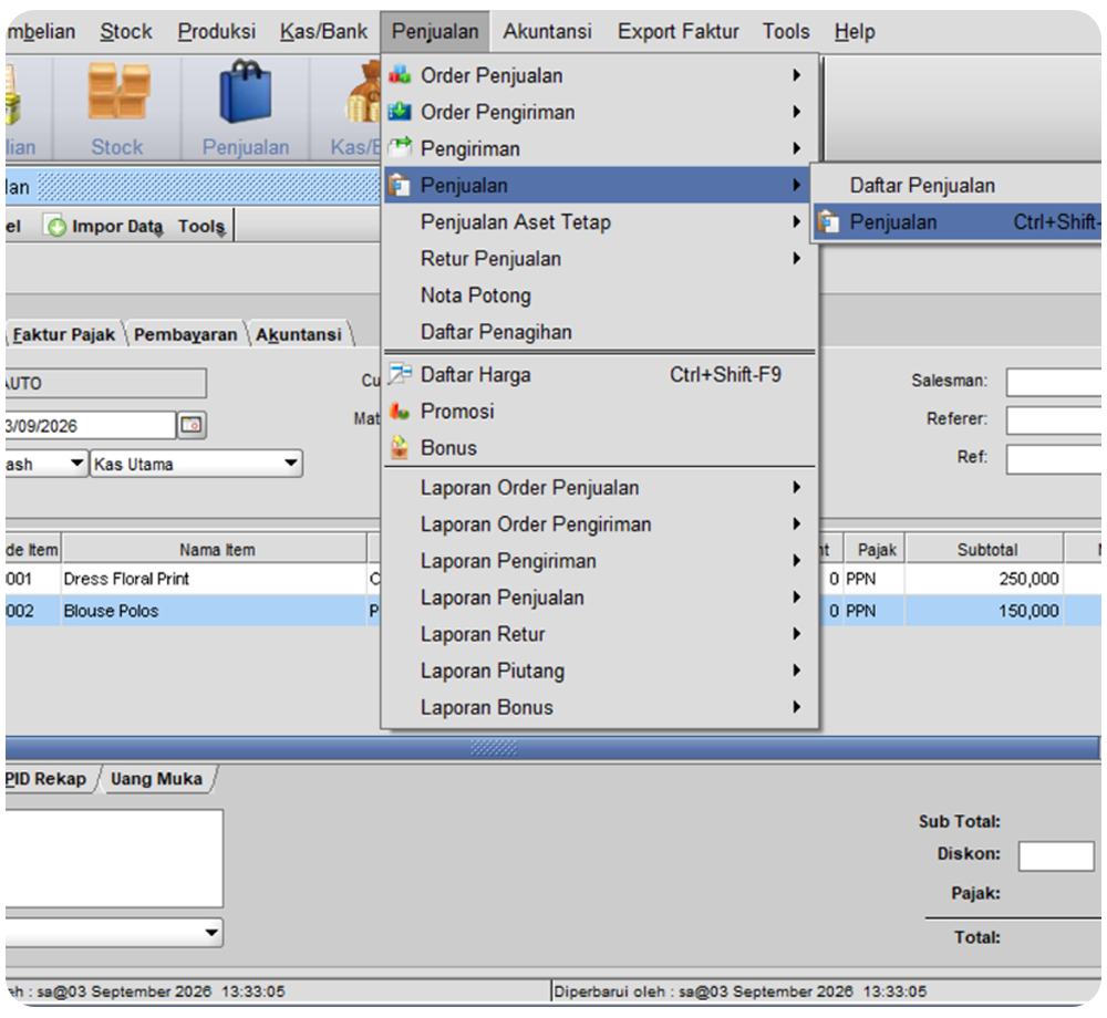Menu Penjualan Di Beeaccounting