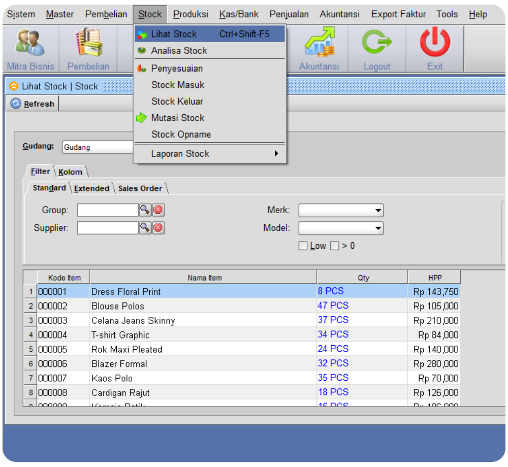 Menu Stok Di Beeaccounting