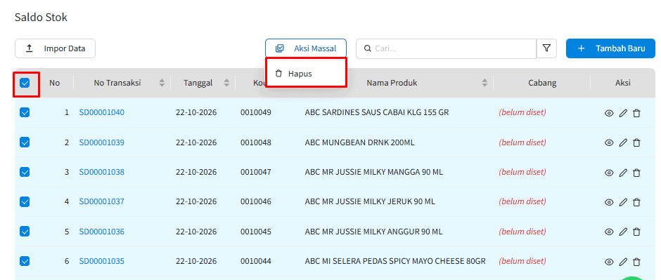 Cara Bulk delete saldo awal stok di Beecloud 3.0