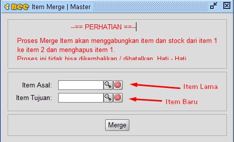 Menimpa Item Lama Menggunakan Item Merge