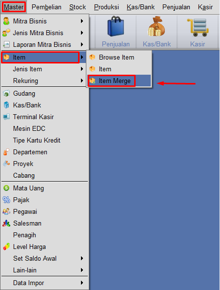  Gambar 1. Membuka Menu Item Merge