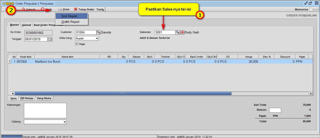 Cara Menampilkan Nama Sales di Invoice Order Penjualan (SO) Text Report