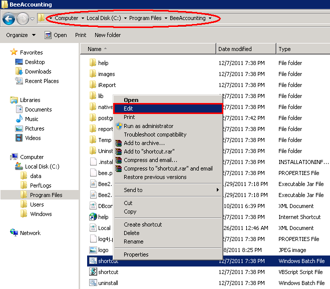 Meng-Edit Shortcut BeeAccounting