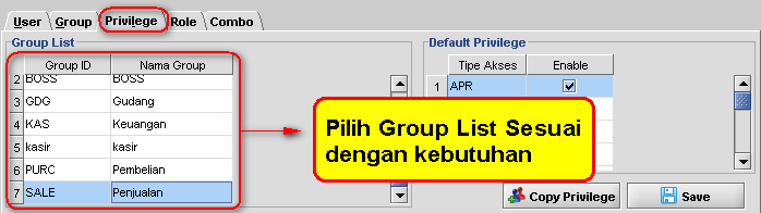 Setting Hak Akses Reprint di Manajemen Pengguna