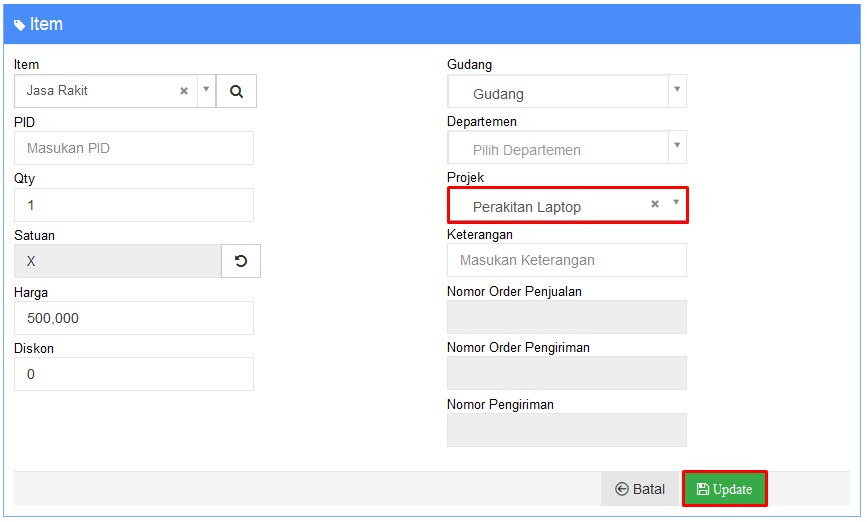 Input biaya dan pendapatan Proyek 13