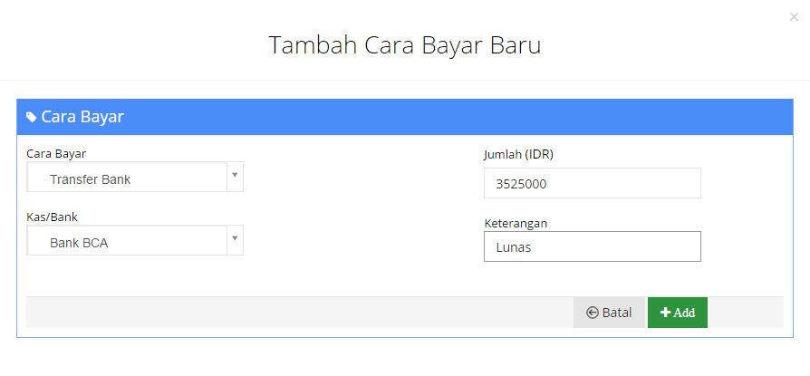 Cara Potong Hutang dengan Uang Muka 11