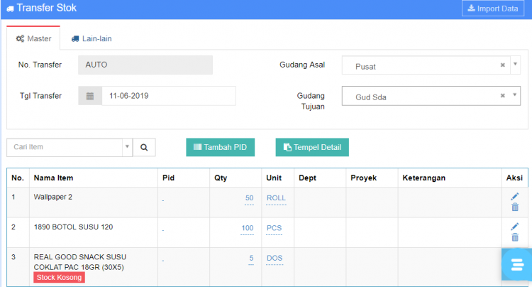 Gb 5. Tampilan Data SEBELUM Di validasi oleh User Pusat